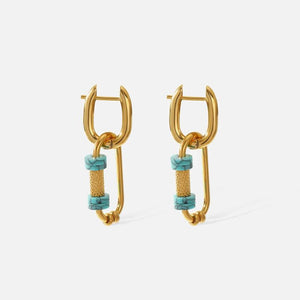 Waterproof Stainless Steel Stone Earrings