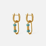 Waterproof Stainless Steel Stone Earrings