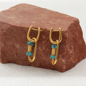 Waterproof Stainless Steel Stone Earrings