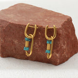 Waterproof Stainless Steel Stone Earrings