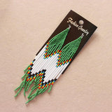 Hand-knitted Rainbow Bead Earrings Long Tube Tassel Earrings