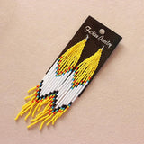 Hand-knitted Rainbow Bead Earrings Long Tube Tassel Earrings
