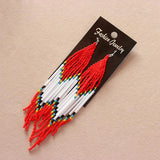 Hand-knitted Rainbow Bead Earrings Long Tube Tassel Earrings