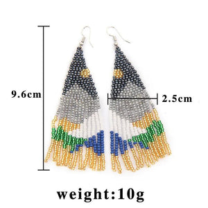 Rice Bead Earrings Hand weaving Beaded Twining Colored beads Retro Bohemia