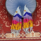 Rice Bead Earrings Hand weaving Beaded Twining Colored beads Retro Bohemia