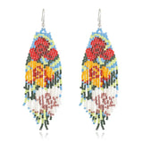 Rice Bead Earrings Flower Tassels Bohemian Women Beaded Earrings
