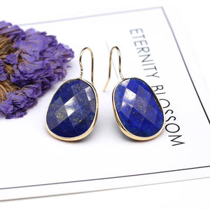 Natural Stone Lapis Lazuli Pink Crystal Faceted Dangle Earring Reiki Eardrop