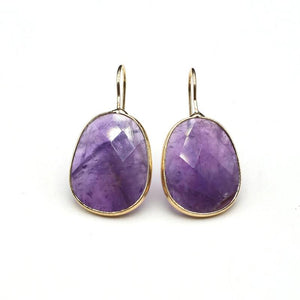 Natural Stone Lapis Lazuli Pink Crystal Faceted Dangle Earring Reiki Eardrop