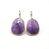 Natural Stone Lapis Lazuli Pink Crystal Faceted Dangle Earring Reiki Eardrop