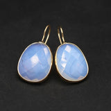 Natural Stone Lapis Lazuli Pink Crystal Faceted Dangle Earring Reiki Eardrop