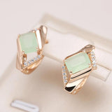 Emerald Cut Zircon Drop Earrings 585 Rose Wedding Jewelry
