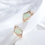 Emerald Cut Zircon Drop Earrings 585 Rose Wedding Jewelry