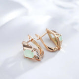Emerald Cut Zircon Drop Earrings 585 Rose Wedding Jewelry