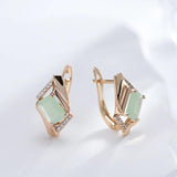Emerald Cut Zircon Drop Earrings 585 Rose Wedding Jewelry