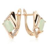 Emerald Cut Zircon Drop Earrings 585 Rose Wedding Jewelry