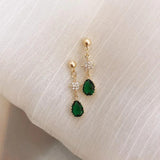 Delicate Crystal Pendant Earrings Green Crystal Jewelry