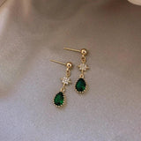 Delicate Crystal Pendant Earrings Green Crystal Jewelry