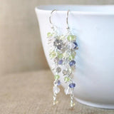 Gemstone Cluster Drop Earrings with Pearl & Lapis Lazuli
