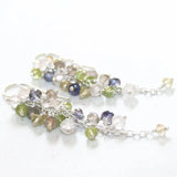 Gemstone Cluster Drop Earrings with Pearl & Lapis Lazuli