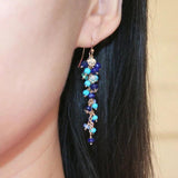 Gemstone Cluster Drop Earrings with Pearl & Lapis Lazuli