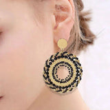 Bohemia Spiral Bead Earrings Hand Knitting Crystal Originality