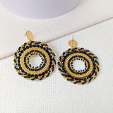 Bohemia Spiral Bead Earrings Hand Knitting Crystal Originality