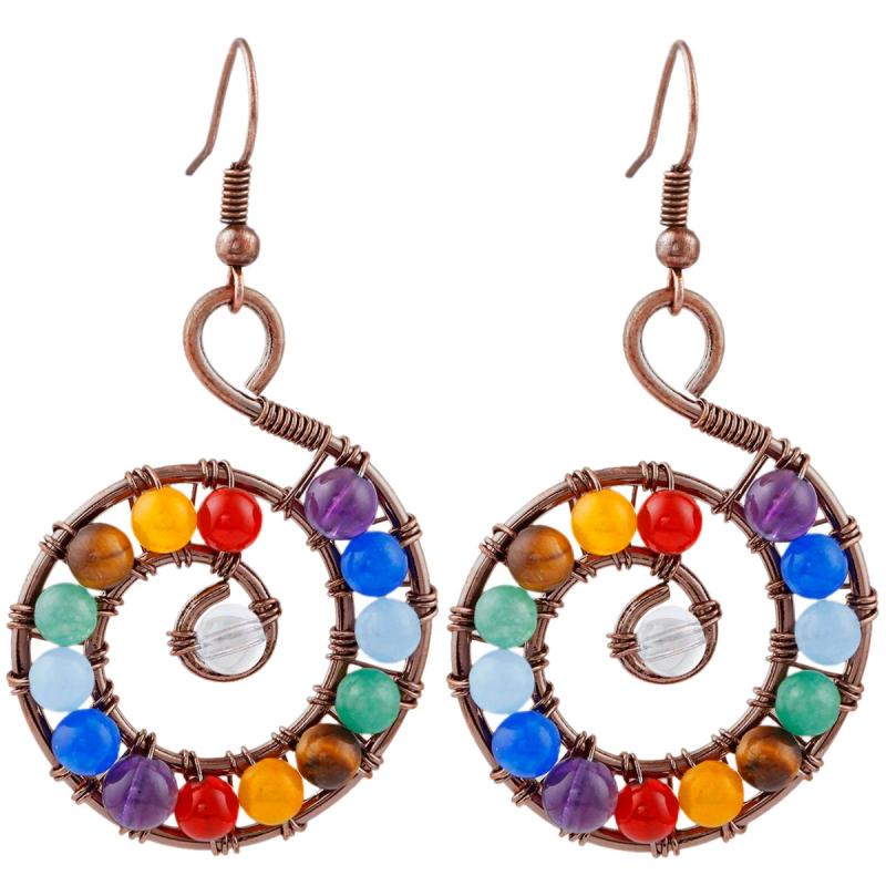 7 Chakra Crystal Stone Dangle Earrings for Women