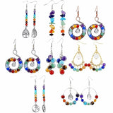 7 Chakra Crystal Stone Dangle Earrings for Women