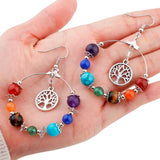 7 Chakra Crystal Stone Dangle Earrings for Women