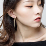 Double Circle Tassel Earrings CZ Gem Party Wedding Jewelry Brincos