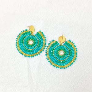 Bohemia Sunflower Rice Bead Earrings Hand Knitting