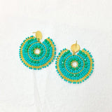 Bohemia Sunflower Rice Bead Earrings Hand Knitting