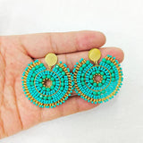 Bohemia Sunflower Rice Bead Earrings Hand Knitting