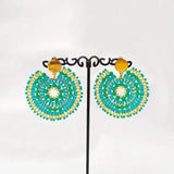 Bohemia Sunflower Rice Bead Earrings Hand Knitting