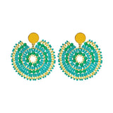 Bohemia Sunflower Rice Bead Earrings Hand Knitting