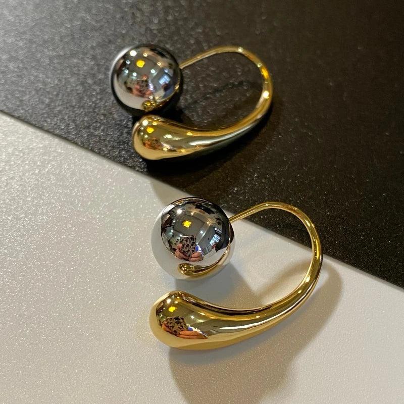 Metallic Round Bead Teardrop Earrings Wedding Gift