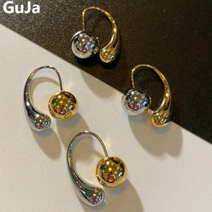 Metallic Round Bead Teardrop Earrings Wedding Gift