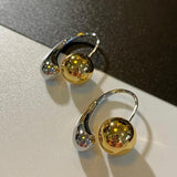 Metallic Round Bead Teardrop Earrings Wedding Gift