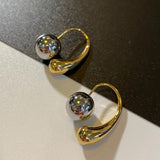Metallic Round Bead Teardrop Earrings Wedding Gift