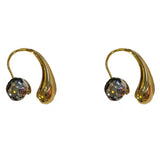 Metallic Round Bead Teardrop Earrings Wedding Gift