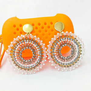 Rice Bead Earrings Roundness Hollow Bohemia Alloy Crystal