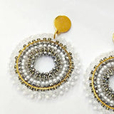 Rice Bead Earrings Roundness Hollow Bohemia Alloy Crystal