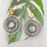 Rice Bead Earrings Roundness Hollow Bohemia Alloy Crystal