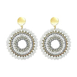 Rice Bead Earrings Roundness Hollow Bohemia Alloy Crystal