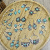 Bohemian Stone Drop Earrings for Women Mixed Charm Turquoise Jewelry