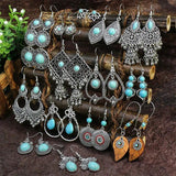 Bohemian Stone Drop Earrings for Women Mixed Charm Turquoise Jewelry
