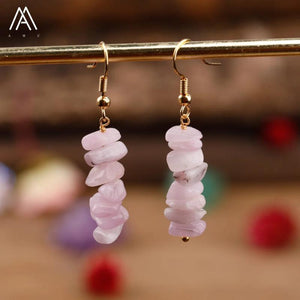 Crystal Dangle Earrings Citrines Quartz Gravel Charm Hook Earring