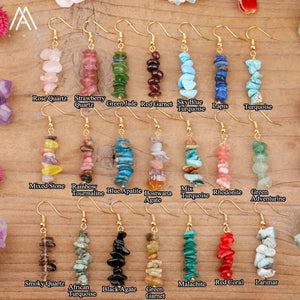 Crystal Dangle Earrings Citrines Quartz Gravel Charm Hook Earring