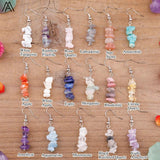 Crystal Dangle Earrings Citrines Quartz Gravel Charm Hook Earring