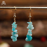 Crystal Dangle Earrings Citrines Quartz Gravel Charm Hook Earring